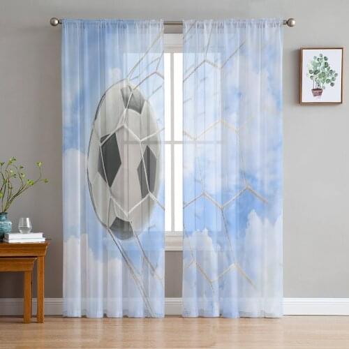 Soccer Game Football Sky Victory Gate Curtains For Living Room Bedroom Transparent Tulle Curtains Window Drapes Sheer Curtain