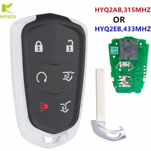KEYECU Replacement Proximity Remote Key FOB 315MHZ HYQ2AB OR HYQ2EB 433MHZ for CADILLAC ESCALADE TRANSMITTER 2015-2019