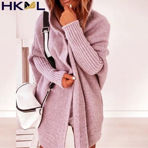 Women Casual Solid Color Jacket Coat Autumn Winter Fashion Long Cardigan Women Fashion Harajuku Loose Hoodies Knitted Sweater