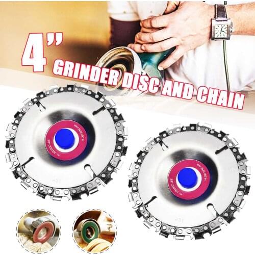 1Pcs 4'' Woodworking Chain Plate Angle Grinding Chain Wheel Wood Carving Disc 22 Tooth for 100/115mm Angle Grinder