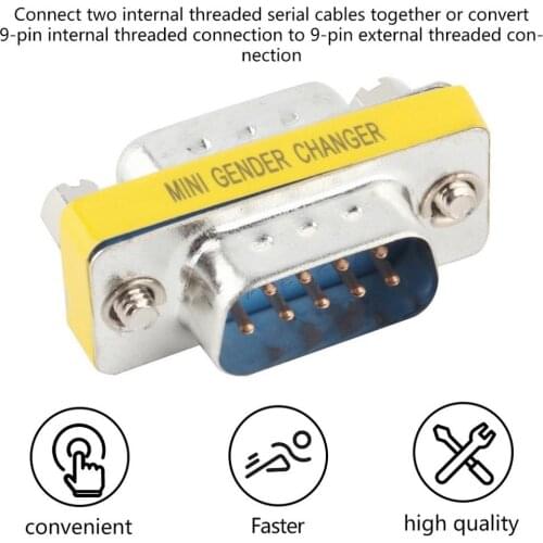 1pcs 9 Pin RS-232 DB9 Male to Male Serial Cable Gender Changer Coupler Adapter Hot WorldwidePromotion