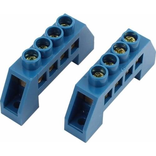 2pcs XP0812B Wire Connection Screw Terminal Strip Copper terminal 4 Positions Blue