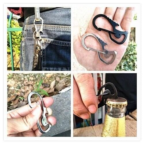 200Pcs/Lot Mountaineering Buckle Keyring Pocket Tool Pry Key Chain Screwdriver Stainless Steel Bar Beer Bottle Opener