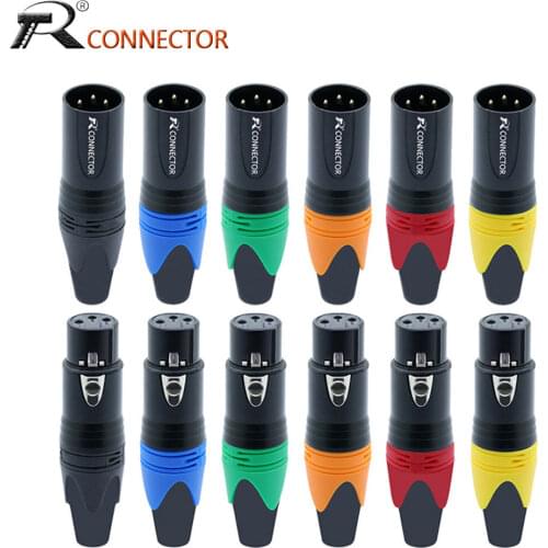 3PIN XLR connector Microphone plug male female adapter MIC wire connector 6 colors offer