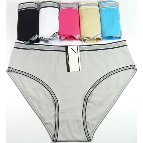 6pcs plus size women cotton solid briefs Fashion breathable lingerie panties sexy womens low-rise underwear intimates