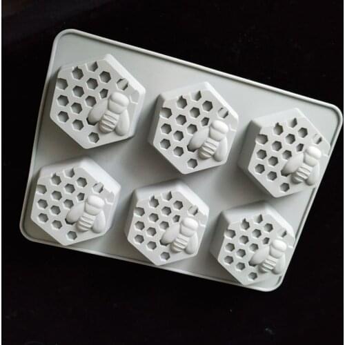 6PCS Honeycomb Handmade Soap Bee Plaster Ornaments Silicone Mold Scented Candle DIY With Souvenir Materials Epoxy Tools Supplies
