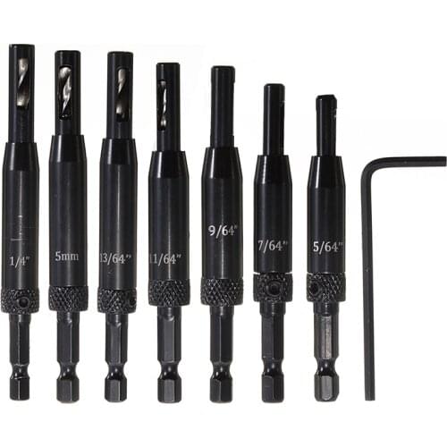 7pcs/set Self Centering Lock Hinge Drill Bit Set Hardware Drawer Pilot Hole Guides Drill Automatic Positioning Center Dril Bits