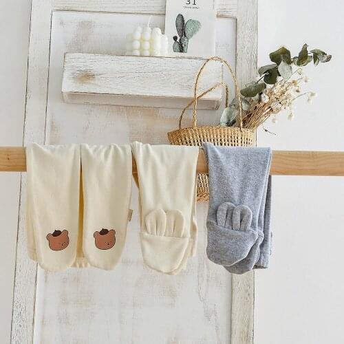 8348 Baby Clothes Baby Leggings Autumn New 2021 Fashion All Match Newborn Boys Pants Cartoon Bear Girl Leggings Baby Trousers