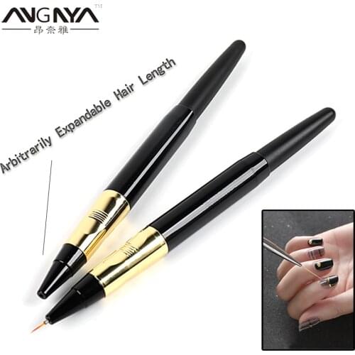 ANGNYA Newest Arbitrarily Expandable Length Nail Art Line Painting Brushes Metal Handle Thin Liner Drawing Pen Manicure Tools