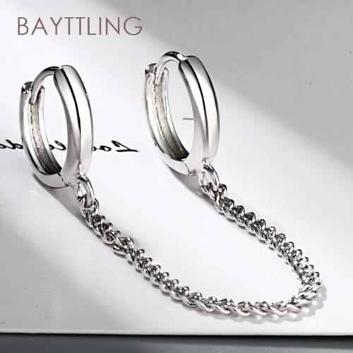 BAYTTLING 78MM 925 Sterling Silver 2 Round Tassel Drop Earrings For Woman Fashion Wedding Jewelry Christmas Gift