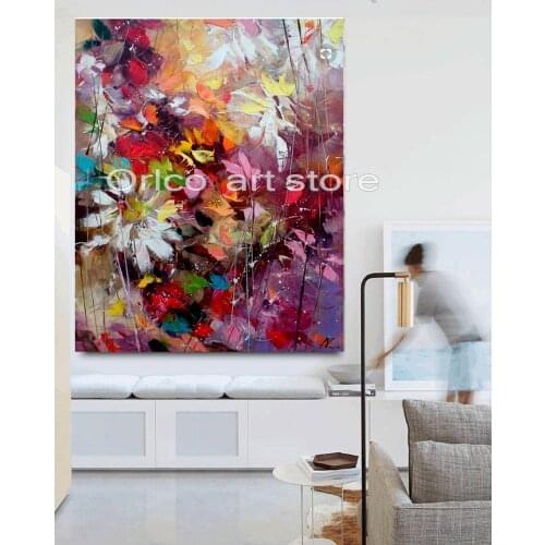 Handmade White Pink Knife Flower Painting Abstract Paintings on Canvas New Style Still Life Painting Hang Picture Decor Oil Pai