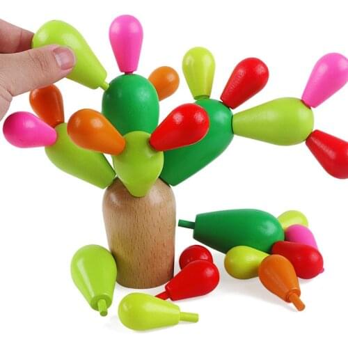 OUY Wooden DIY Spelling Insert Cactus Cactus Building Block Children Alpinia Oxyphylla More Function Dismantle Stack Toys