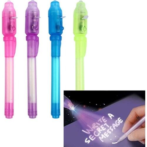 Children Kids Multi Function Pen Secret Message Invisible Ink LED Detector Lights Ballpens перо для каллиграфии calza befana