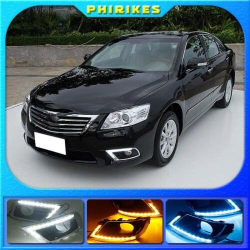 2Pcs DRL For Toyota Camry 2009 2010 2011 Daytime Running Lights fog lamp cover Daylight Turn yellow