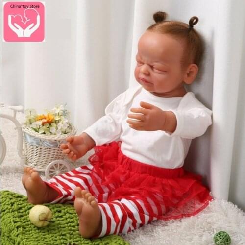 Girl Toys Gift Doll 22" New Silicone Rebirth Hair Skeleton Sleeping Baby Doll