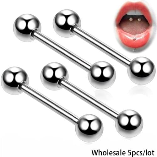 5pcs/lot 925 sterling silver Tongue ring eyebrow Nipple Barbell Piercing bar body jewelry