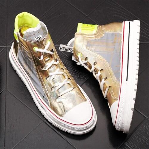 Gold Silver Hip-hop Men High Tops Shoes Fashion Sneakers Young Male Trainers Board Shoes Zapatillas Hombre