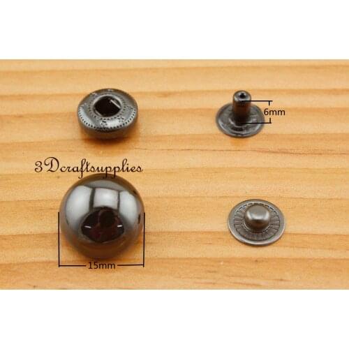 Snap fastener copper Press stud Snap Buttons gunmetal dome 16 sets 15 mm i62