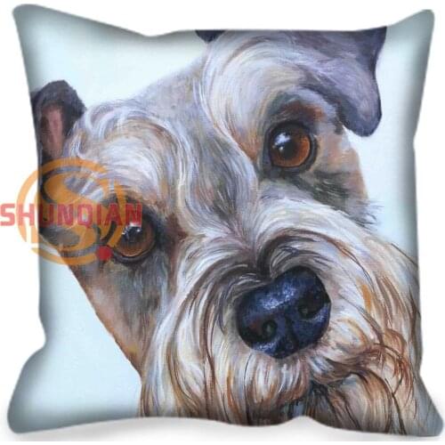Custom art cartoon Miniature Schnauzer dog Decorative Pillowcase Square Zipper Print Throw Pillowcase Cover More Size H0228#41