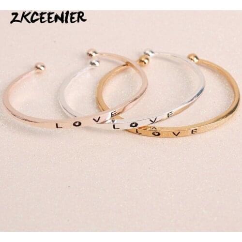 Minimalist Opening Love Bracelet Female Womens Gift Gold Color Brand Bracelets New Fashion Bracelet for Girl Jewelry Wholesale