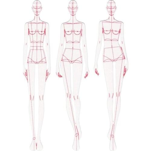 Fashion Ruler Fashion Line Drawing Human Dynamic Template for Cloth Rendering ,Normal Size32cm or Mini Size25cm