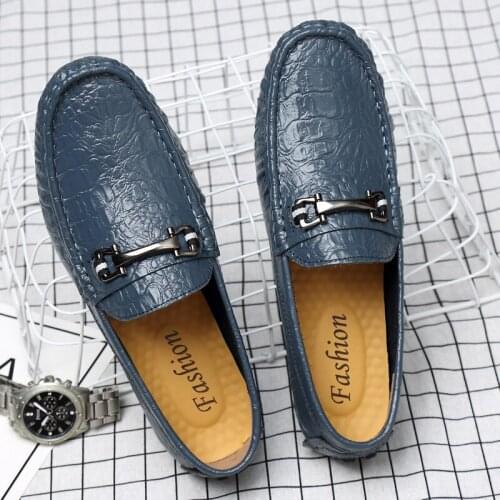 2019 spring and summer mens black leather casual loafers mens shoes fashion retro genuine sapato social masculinoPlus size 48