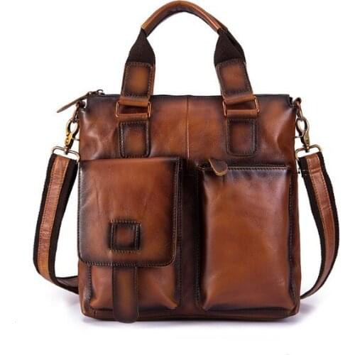 124 13inch Genuine leather cow skin men large capacity laptop bags briefcase bags