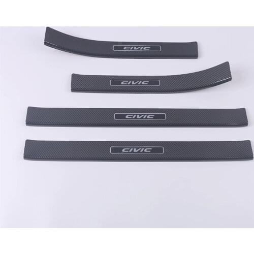 Carbon Fiber Look Door Sill Scuff Plate Guard Sills Protector Trim For Honda Civic 2016-2019 10TH