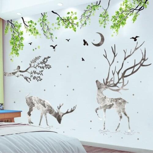 New year Nordic One Piece Elk Home Room Decor Christmas Wall Sticker Wallpaper Mural DIY Vinyl Decorative Wall Room Decoration