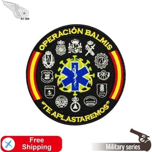 Operacion Balmis Spain Embroidery Patches Spanish Military Appliqued Iron on Badges for Clothing Morale Jacket Vest Accessories