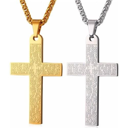 New Jesus Cross Necklace Pendant With Holy Bible Christian Jewelry Stainless Steel/Gold Color Chain For Women Men 2017 GP2437