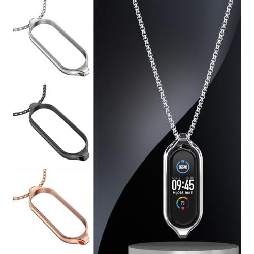 For Mi Band 5 Watch Necklace Stainless Steel Pendant Long Chain 2 Way DIY Wearing Bracelet Wrist Strap For Mi Band 5 Necklace