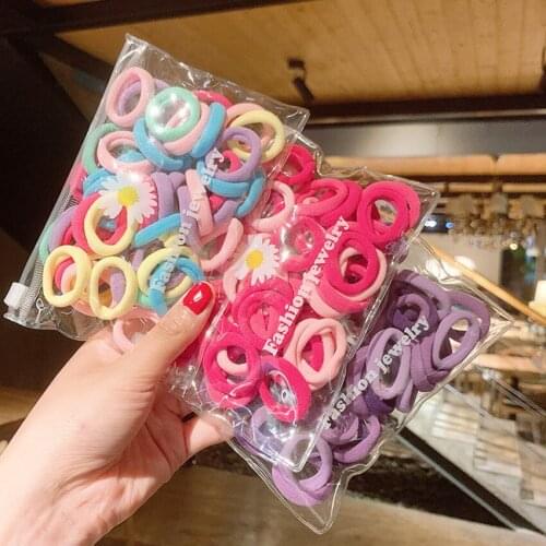 Hot 50Pcs/Set Girls Colorful Nylon Elastic Hair Bands Children Ponytail Holder Rubber Bands Scrunchie Headband Hair Accessories