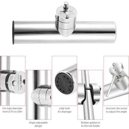 Rail Mount stainless steel 316 fishing rod holder rack pole bracket support with clamp on 3/4 to 1-1/4 inch marine boat hardware
