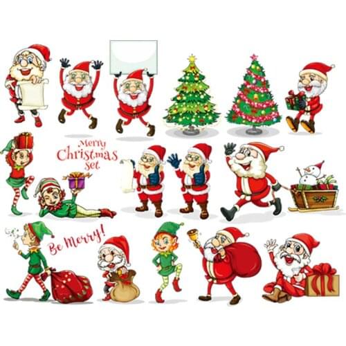 2020 Christmas Patches Shirt Jeans Decoration Washable Diy Heat Transfer New Fashion Thermal Patches Santa Claus