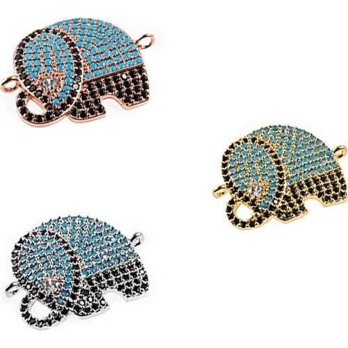 DIY Jewelry Copper Bottom Zircon Cute Baby Elephant Accessories Necklace Earrings Bracelet Connector Jewelry Making