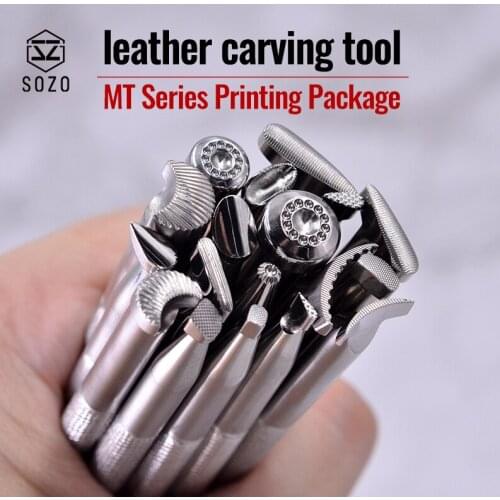 SOZO MT Series Professional printing package Leather Work Stamping Tool Saddle make Carving Pattern 304 Stainless streel Stamps