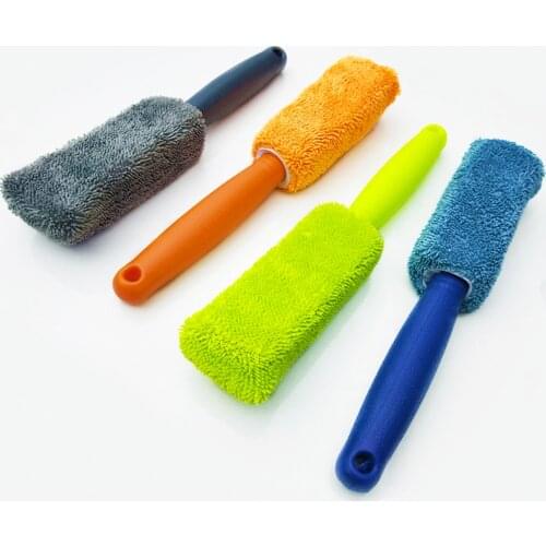 Car Cleaning Brush Portable Microfiber Tire Rim Brush Car Wheel Wash Cleaning Brush Auto Washing Sponges Tools For Truck