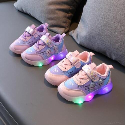 Frozen Elsa Luminous Sneakers Girls Kids Flashing Shoes for tenis infantil Led Glowing Sneakers Shoes Boys Girls Light Up Shoes