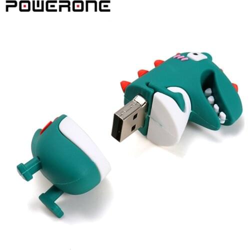 POWERONE usb flash drive Shantou USB 2.0 wholesale small dinosaur cartoon U disk 4GB 8GB 16GB 32GB 64GB memory data storage