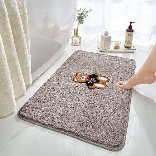 Bathroom Door Entrance Mat Bear Bath Rug Bathroom Non-Slip Mat Toilet Door Mat Entrance Door Absorbent Mat Anti-slip Door Mat