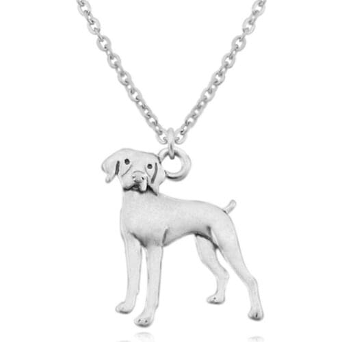 Vintage Silver Color Stainless Steel Long Chains Vizsla Gothic Pendant Necklace Dogs Statement Necklaces For Women Men Jewelry