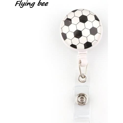 X2067 1pcs High Quantity Creative Football Retractable Badge Reel Clip Football Team Athlete Exquisite Ic Card Badge Holder