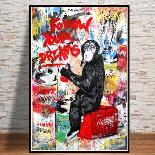 Charlie Funny Street Monkey Hot Paintings Art Poster And Prints Wall Pictures For Living Room Home Decor