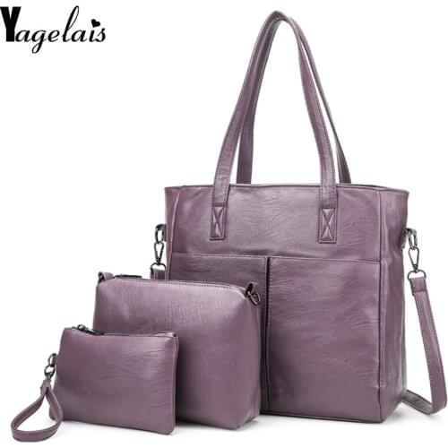 Women Composite Bag 3 pcs/set Tote Luxury Lady Leather Purse and Handbag Vintage Famous Brand Female Shoulder Bag Drop Shipping