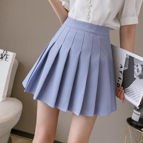 Woman Skirts Japanese School Uniforms Girls Solid Color Pleated Skirt High Waist School Student Girls Preppy Style Suit Skirt