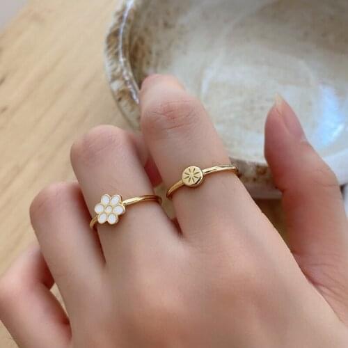 Real Solid 925 Sterling Silver Ring Smile Thin Flower Rings Wedding Jewelry Engagement For Women