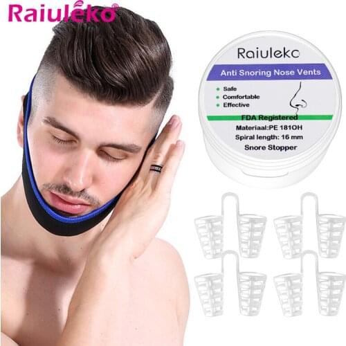 1 Set Anti Snore Stop Clip & Anti Snore Chin Strap Belt Anti Apnea Jaw Solution Sleep Support Sleeping Care Tools/Healthy Care