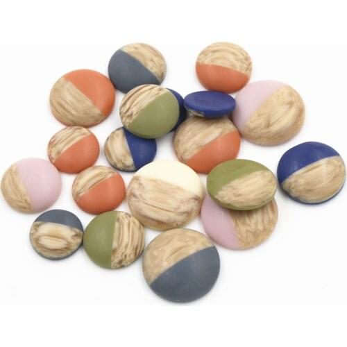 12mm 14mm 16mm 18mm 20mm 5 Size Mix Colors Wood grain Frosted imitation leather Style Flat back Resin Cabochons