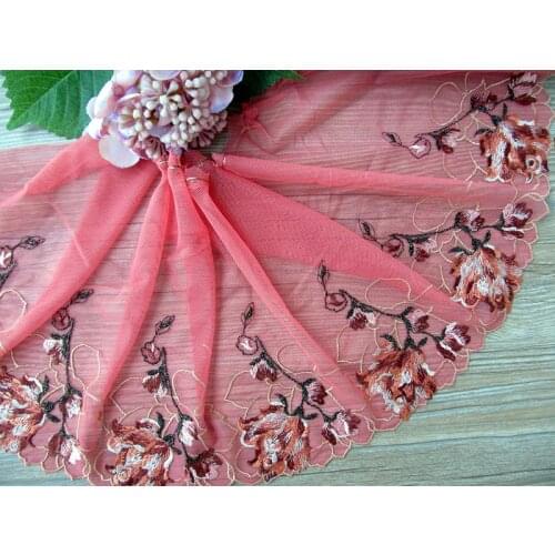 15Yards Embroidered Lace Trim Fabric Flower DIY Crafts Wedding Dress Clothing Material Handmade Fabric 20cm Wide